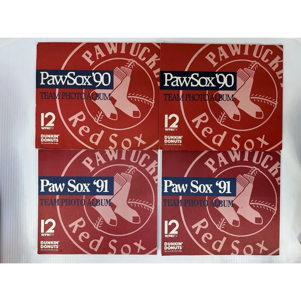 VTG 2-1990 2-1991 Pawtucket Red‎ Sox Team Photo Album Minor League Card Paw Sox